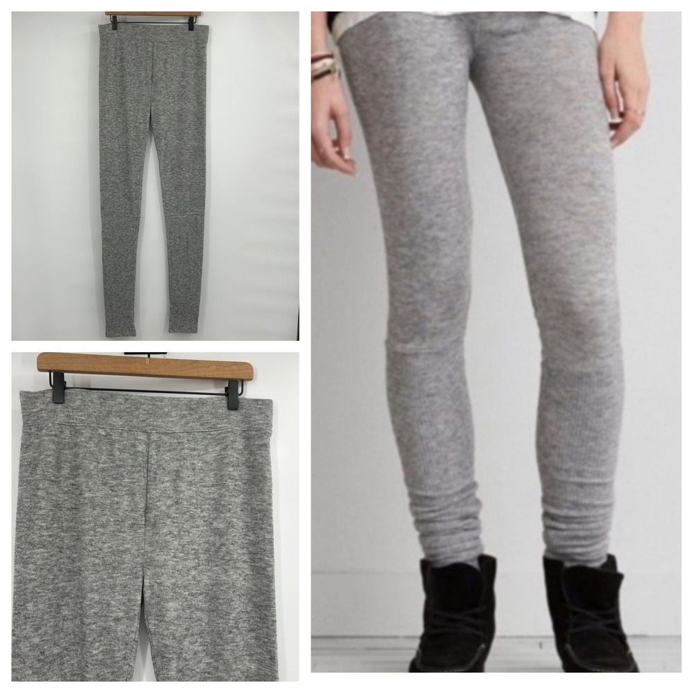 American Eagle Outfitters Heather Gray Ribbed Sweater Leggings Womens Large NWT